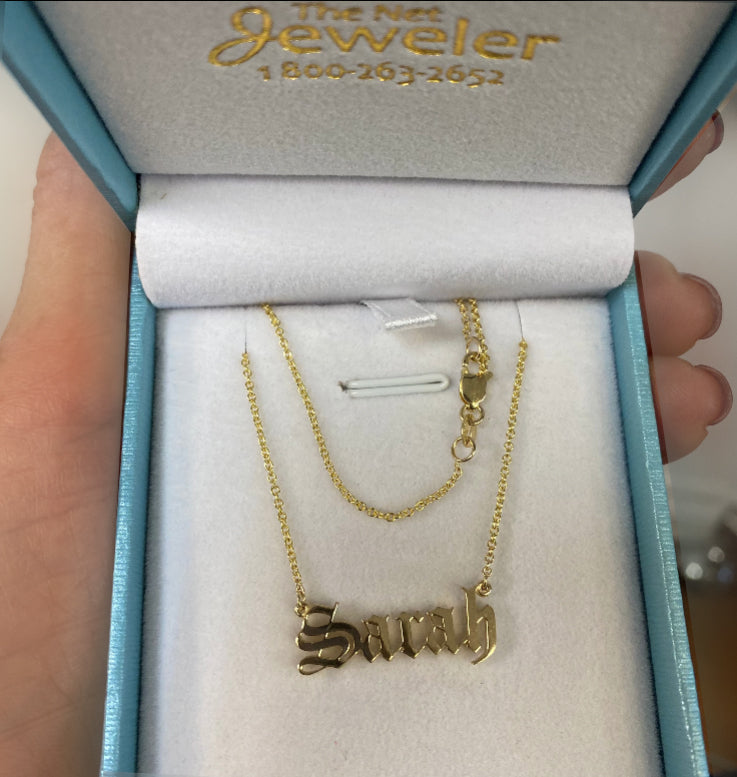 Personalized Name Necklace Sarah 14K Yellow Gold - Thenetjeweler