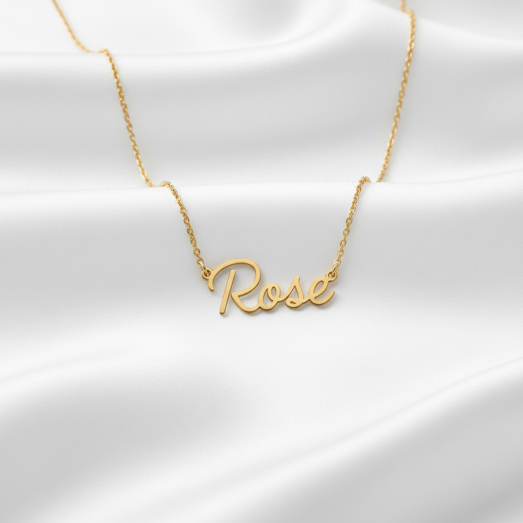 Personalized Name Necklace in Gold – Custom Script Pendant