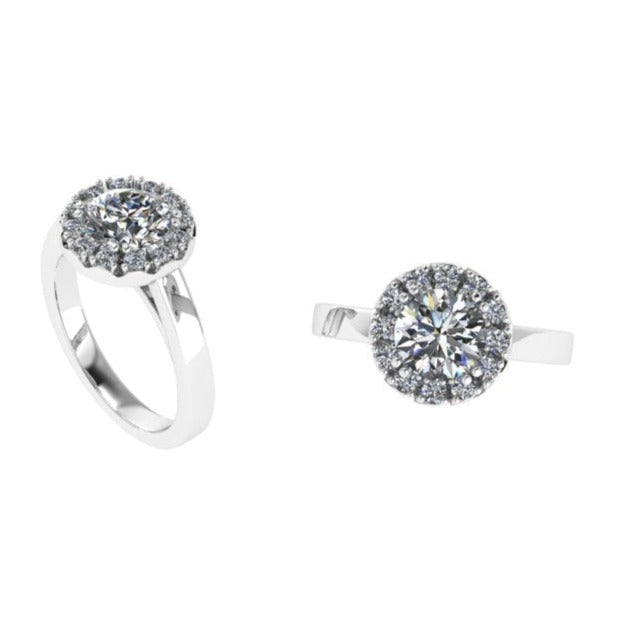 Round Lab Diamond Halo Diamond Engagement Ring 0.44 ct. tw. - Thenetjeweler