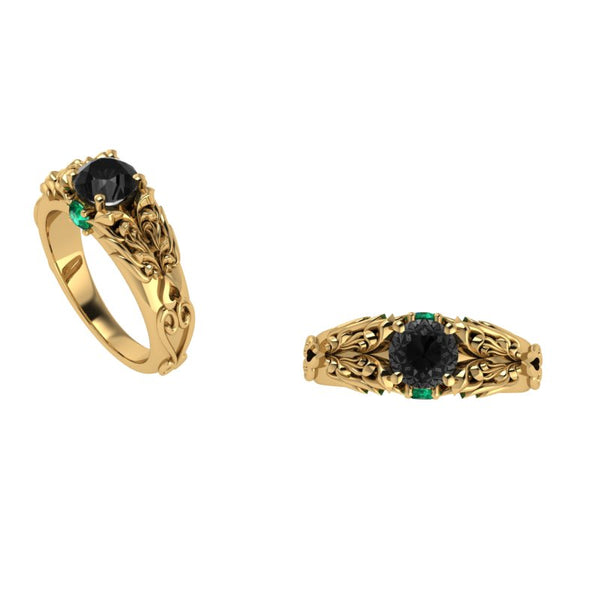 Black Diamond Gothic Engagement Ring - Thenetjeweler