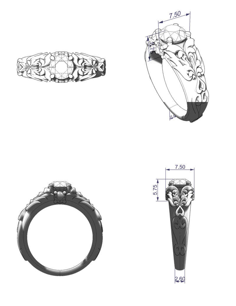 Black Diamond Gothic Engagement Ring - Thenetjeweler