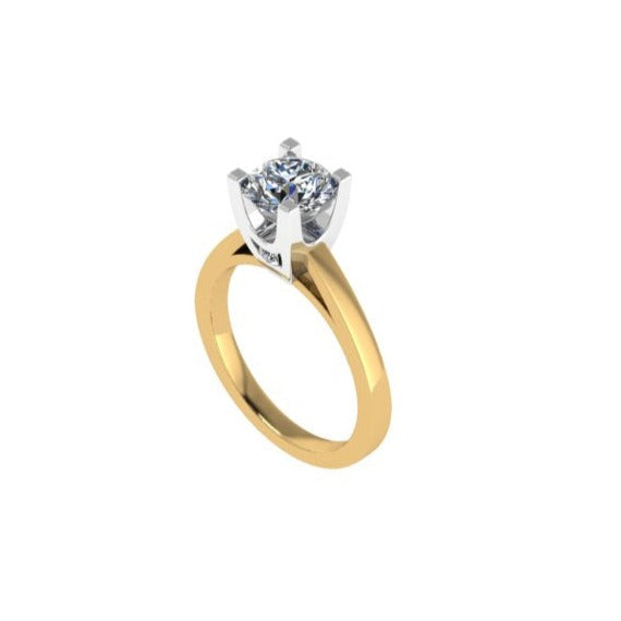 High Profile Diamond Engagement Ring Solitaire with Accents - Thenetjeweler