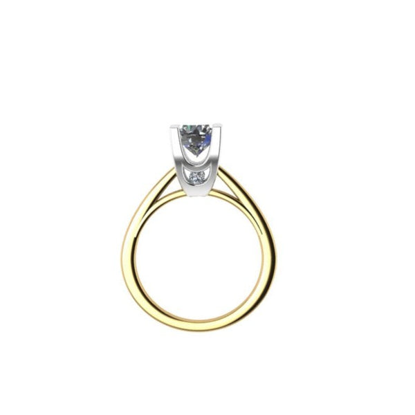 High Profile Diamond Engagement Ring Solitaire with Accents - Thenetjeweler