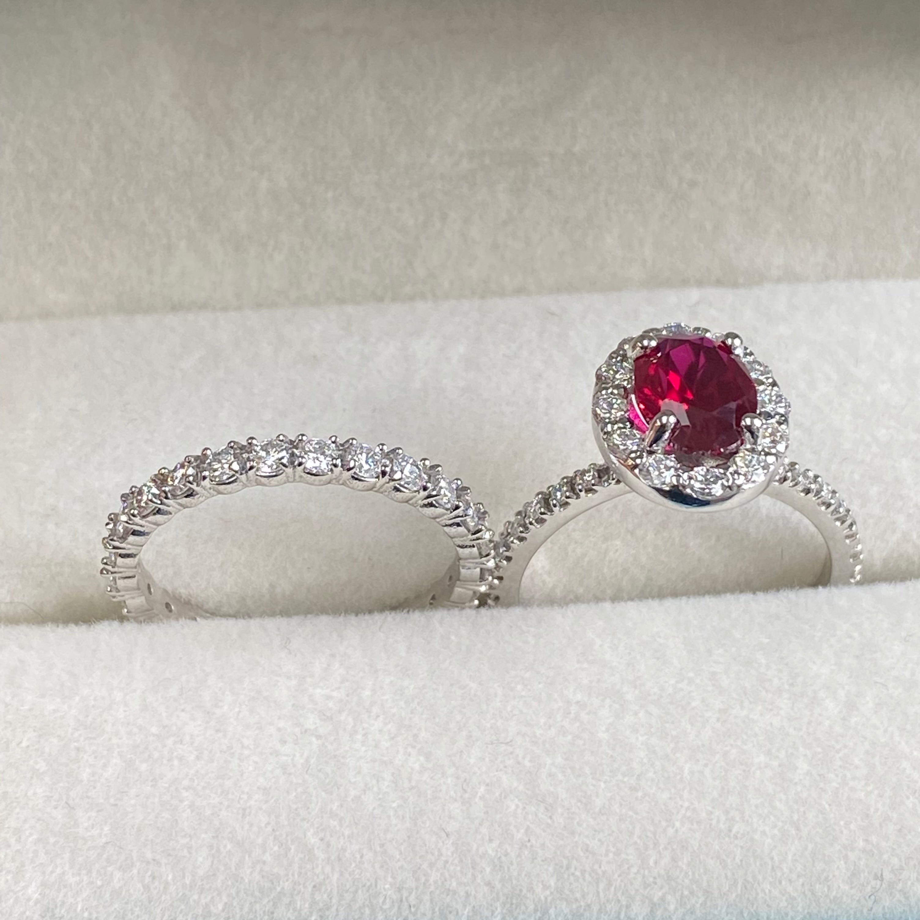 Ruby Engagement Ring Bridal Set - Thenetjeweler