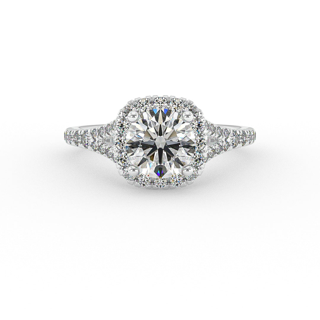 Cushion Halo Diamond Engagement Ring 0.50ctw Thenetjeweler by Importex