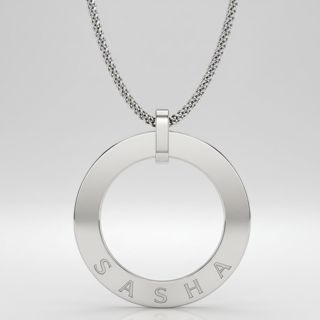 Personalized Circle Name Pendant Necklace