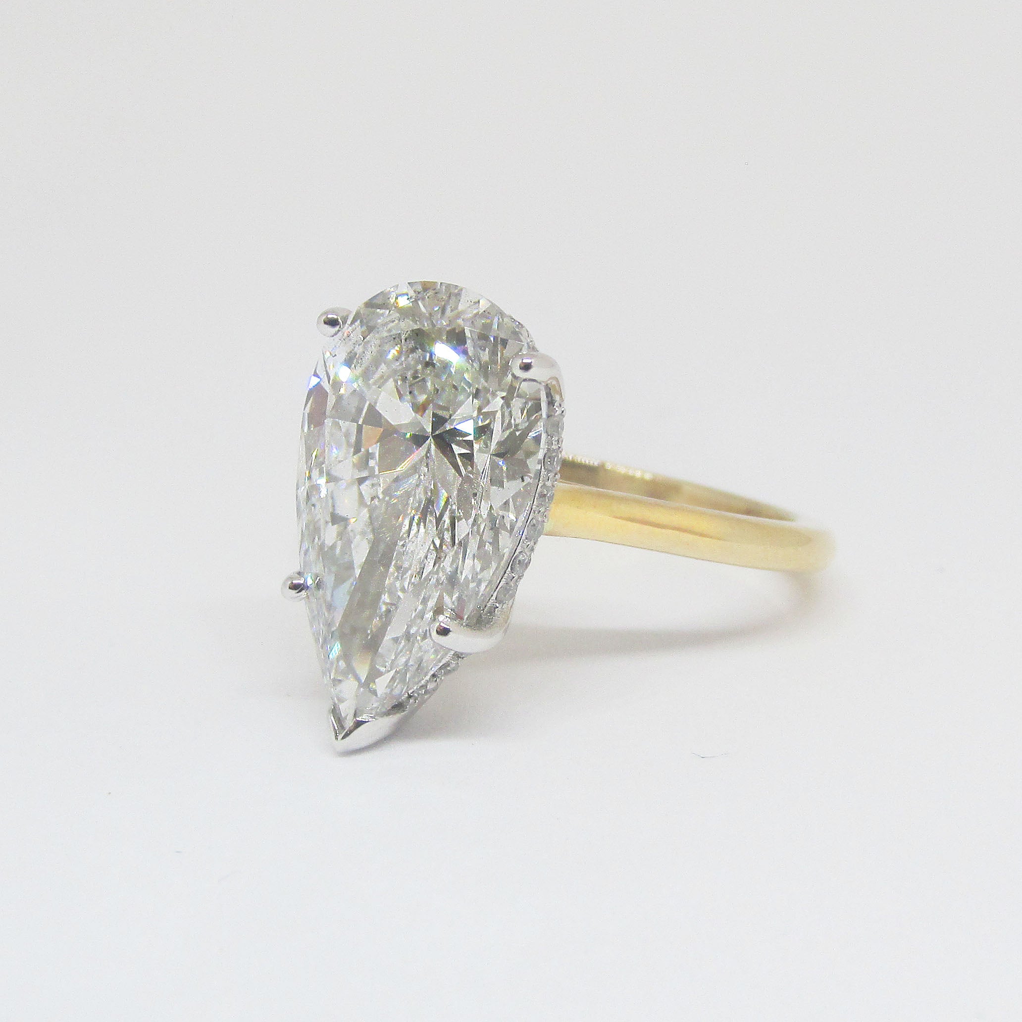 Mixed Metal Diamond Engagement Ring With 4.49 Carat Pear Diamond - Thenetjeweler