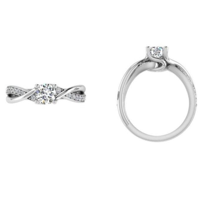 Diamond Infinity Twist Ring and Matching Band 14K Gold - Thenetjeweler