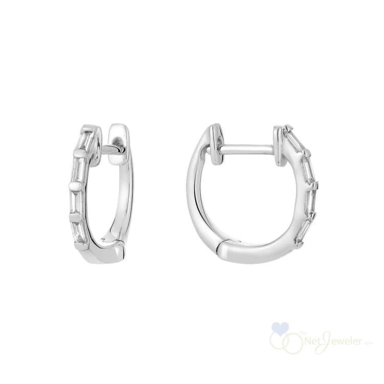 Baguette Diamonds Huggie Earrings-RNB Jewellery