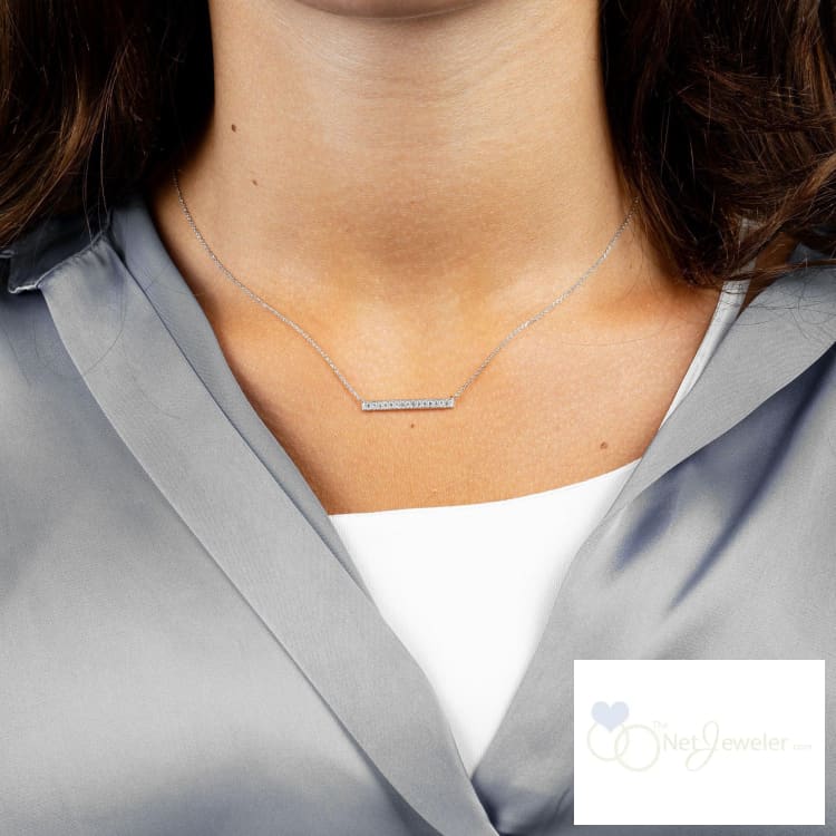 Bar Diamond Milgrain Necklace-RNB Jewellery