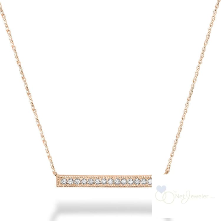 Bar Diamond Milgrain Necklace-RNB Jewellery