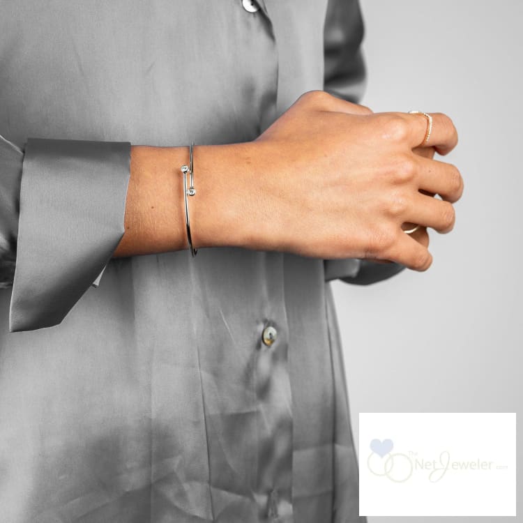 Bezel Diamond Flexi Twist Bangle Bracelet - Closeout - Bracelets
