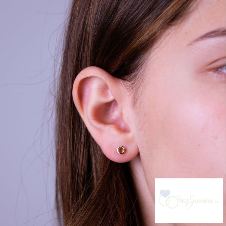 Bezel Set Birthstone Stud Earrings-Thenetjeweler
