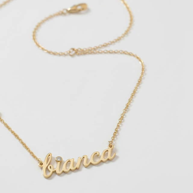 Bianca Name Necklace – Jump Ring Near Lobster Clasp