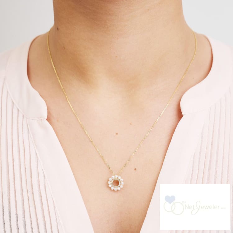 Circle of Life Pearl & Diamond Pendant - Necklaces