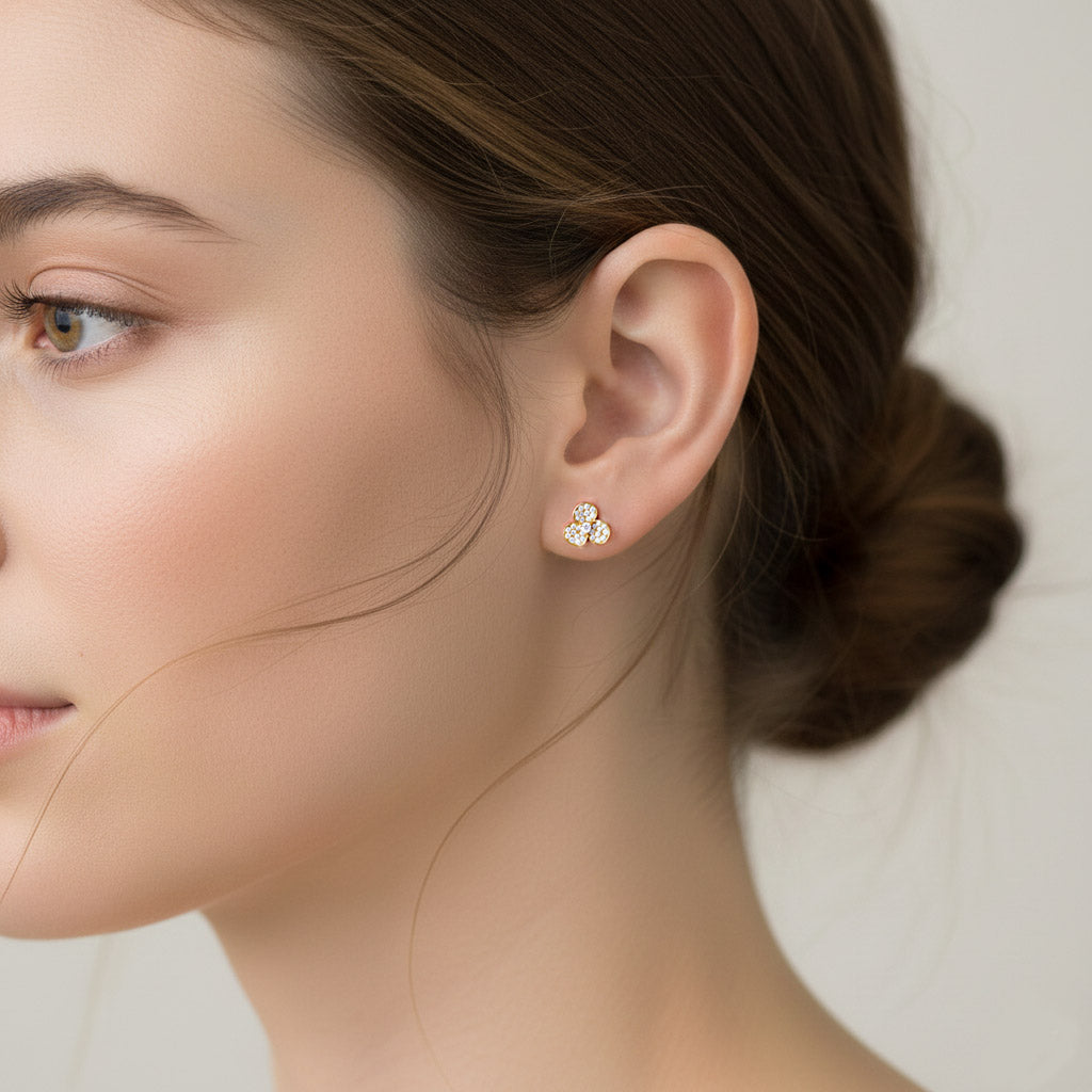 0.35 ct Three Leaf Clover Diamond Stud Earrings - Thenetjeweler