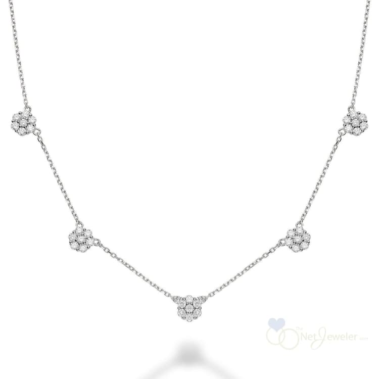 Flower Stationed Diamond Necklace-RNB Jewellery