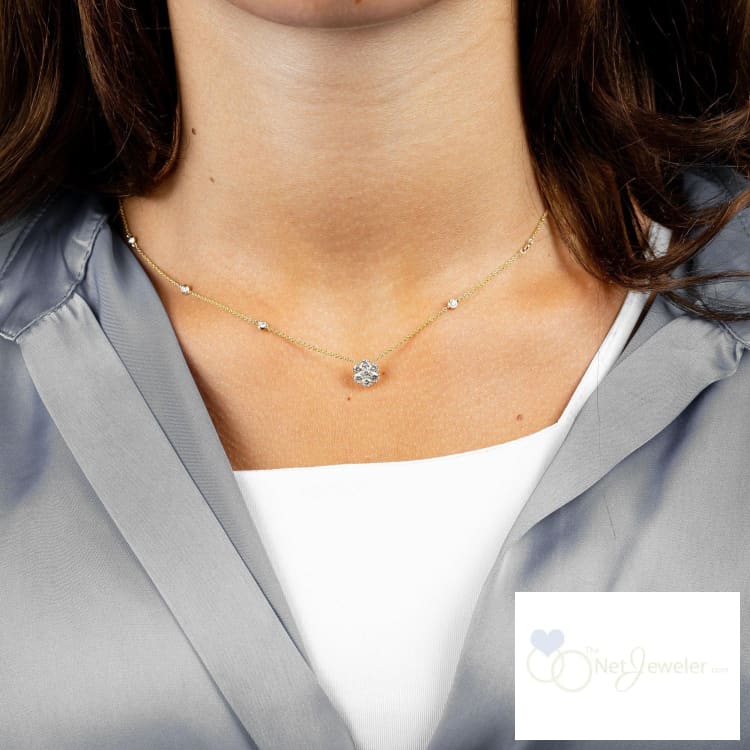 Cluster with Diamond By the Yard Necklace - Necklaces