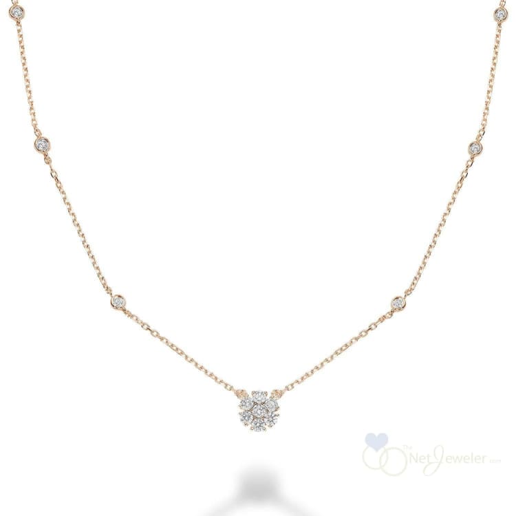 Cluster with Diamond By the Yard Necklace - Rose Gold - Necklaces