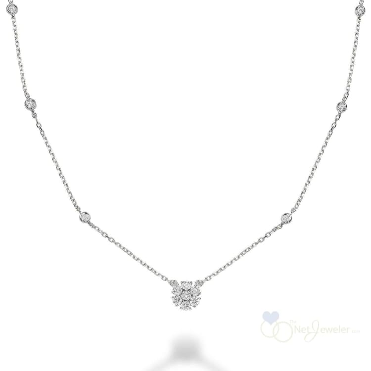 Cluster with Diamond By the Yard Necklace - White Gold - Necklaces