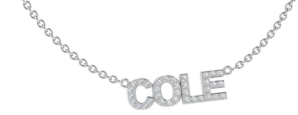 Diamond Block Name Necklace Cole - Thenetjeweler