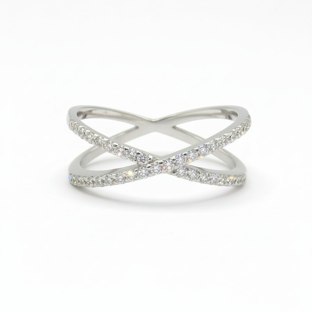 Criss Cross X Diamond Ring 14k Gold - Thenetjeweler