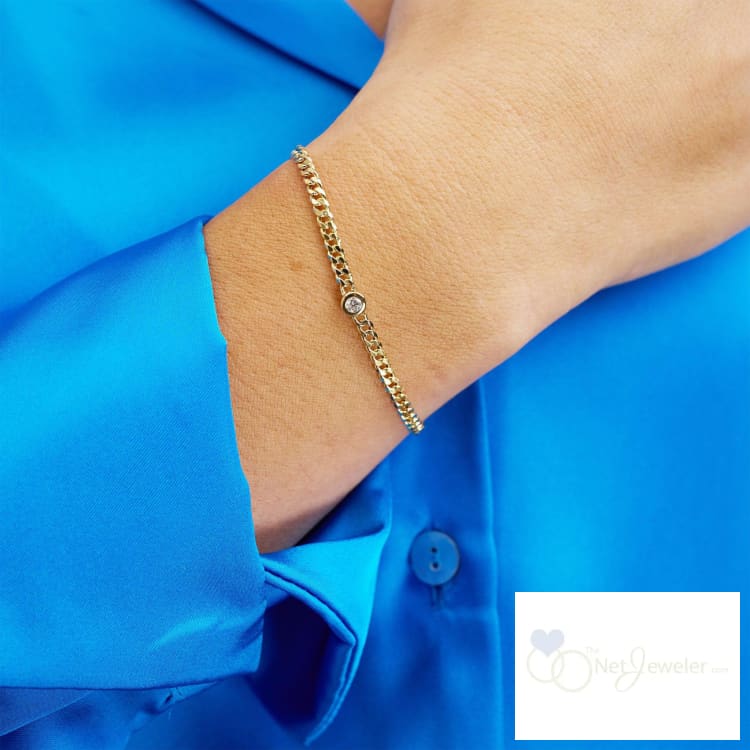 Cuban Link Bracelet with Center Diamond-RNB Jewellery
