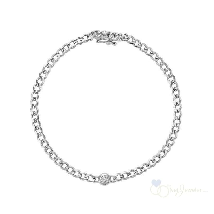 Cuban Link Bracelet with Center Diamond-RNB Jewellery