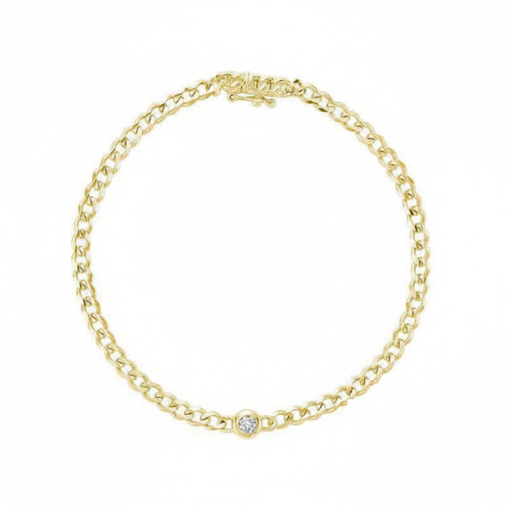 Cuban Link Bracelet with Center Diamond-The Net Jeweler