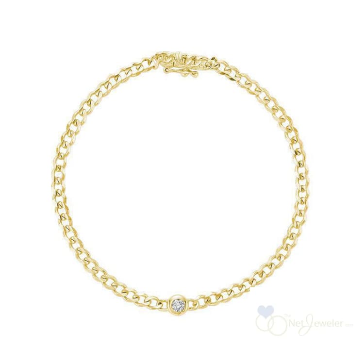 Cuban Link Bracelet with Center Diamond-RNB Jewellery