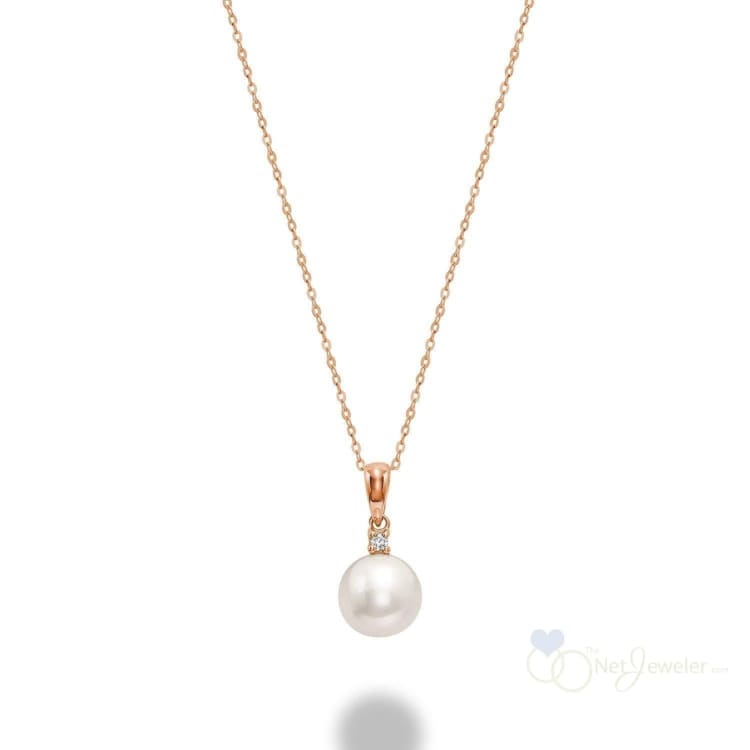 Cultured Pearl & Solitaire Diamond Pendant-RNB Jewellery