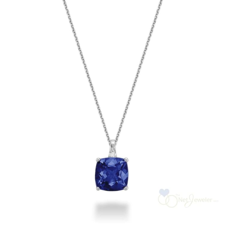 Cushion Cut Colored Stone and Diamond Pendant-RNB Jewellery
