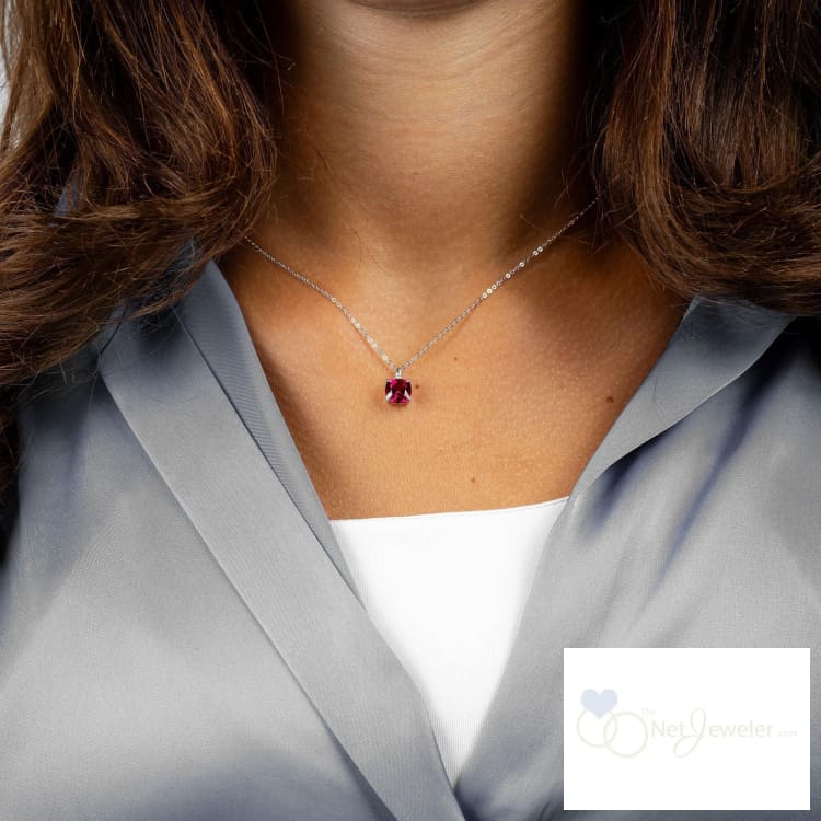 Cushion Cut Colored Stone and Diamond Pendant-RNB Jewellery