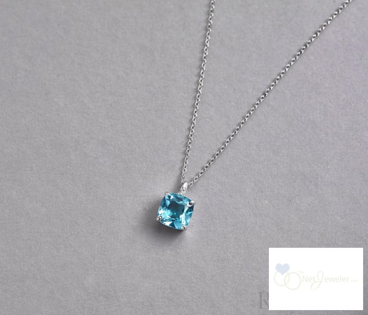 Cushion Cut Colored Stone and Diamond Pendant-RNB Jewellery