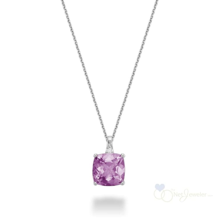 Cushion Cut Colored Stone and Diamond Pendant-RNB Jewellery