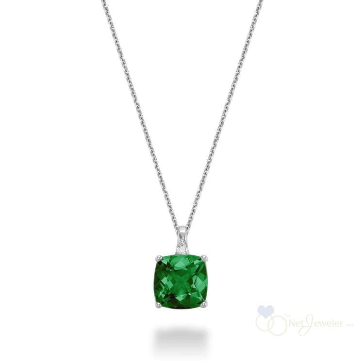 Cushion Cut Colored Stone and Diamond Pendant-RNB Jewellery