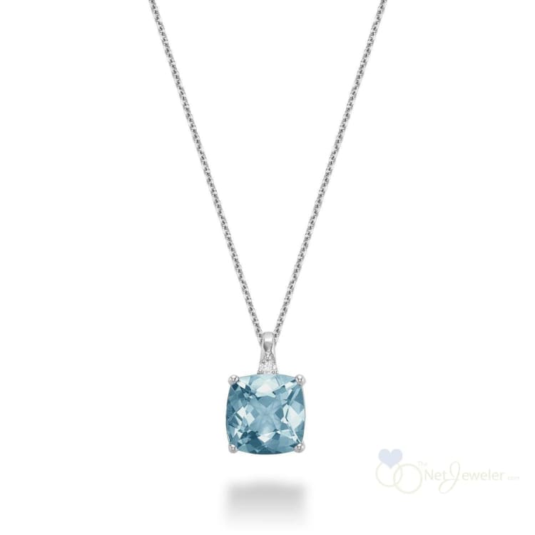 Cushion Cut Colored Stone and Diamond Pendant-RNB Jewellery