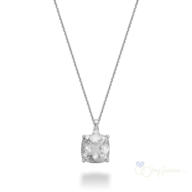 Cushion Cut Colored Stone and Diamond Pendant-RNB Jewellery