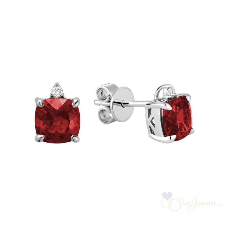 Cushion Cut Colored Stone & Diamond Stud Earrings-RNB Jewellery
