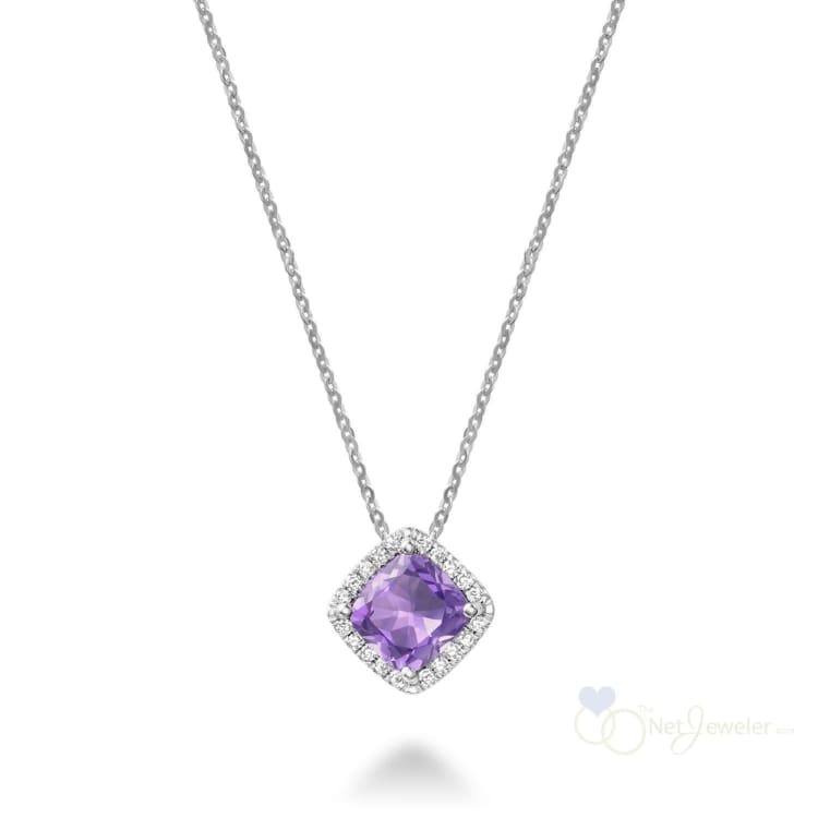 Cushion Cut Colored Stone Halo Diamond Pendant-RNB Jewellery