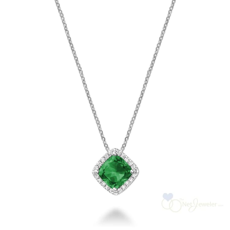 Cushion Cut Colored Stone Halo Diamond Pendant-RNB Jewellery