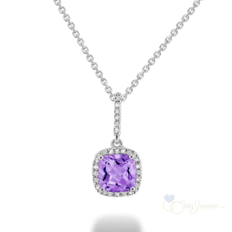 Cushion Cut Precious Stone & Diamond Halo Pendant-RNB Jewellery