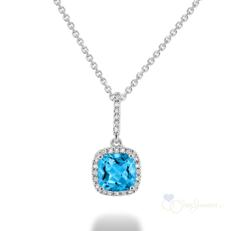 Cushion Cut Precious Stone & Diamond Halo Pendant-RNB Jewellery