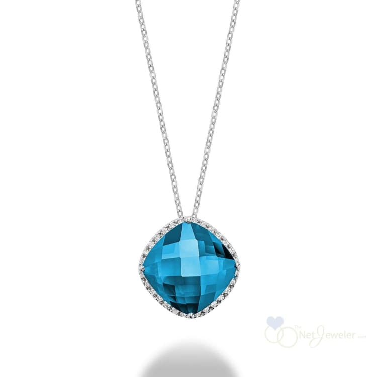 Cushion Cut Precious Stone & Diamond Halo Pendant-RNB Jewellery