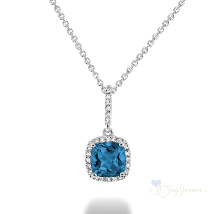 Cushion Cut Precious Stone & Diamond Halo Pendant-RNB Jewellery