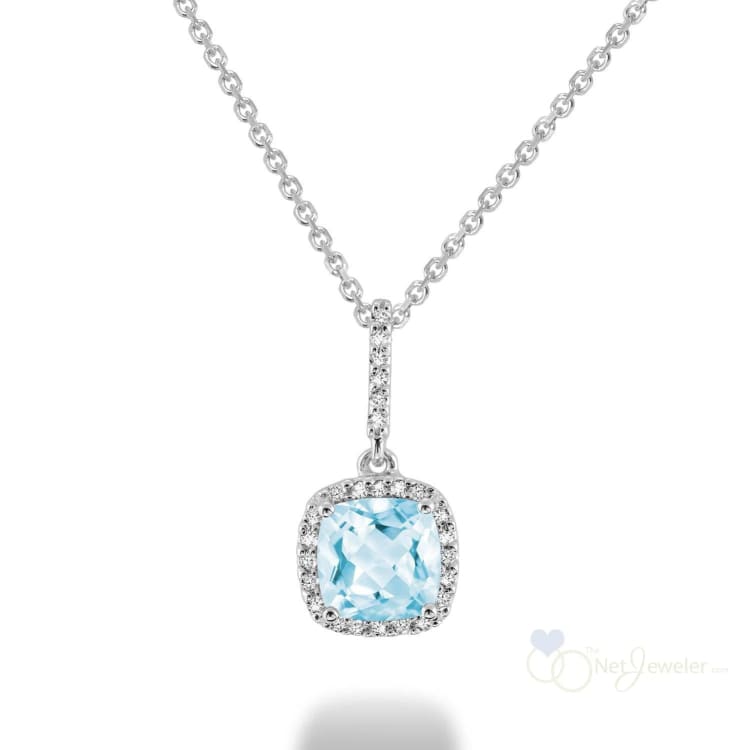 Cushion Cut Precious Stone & Diamond Halo Pendant-RNB Jewellery