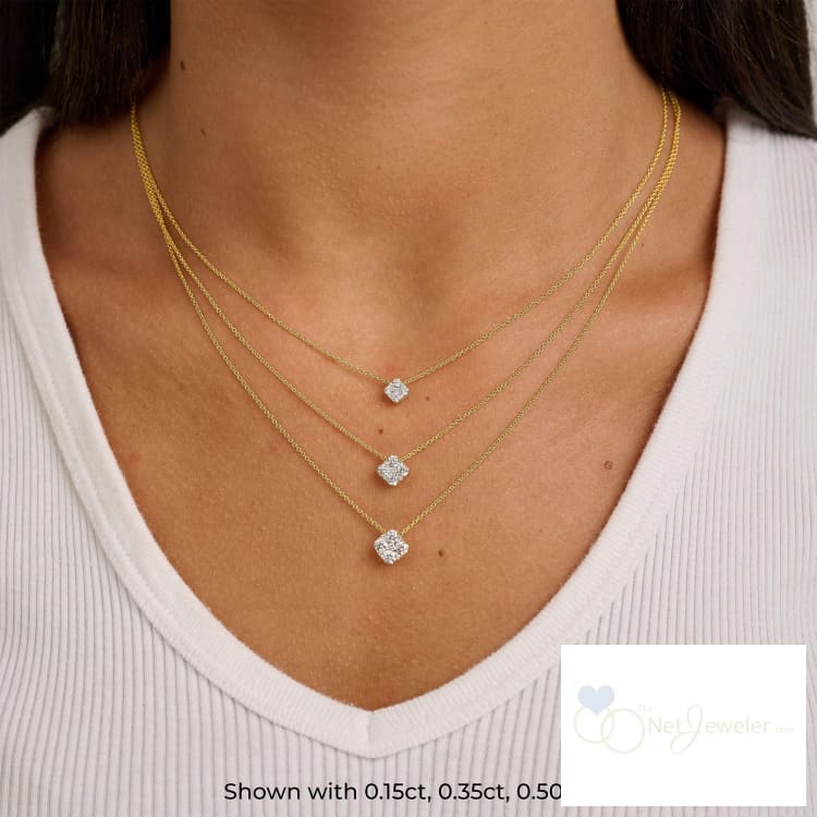 Cushion Diamond Pendant - Necklaces