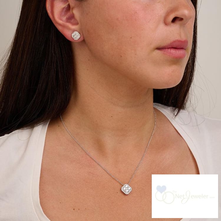 Cushion Illusion Set Diamond Necklace-RNB Jewellery