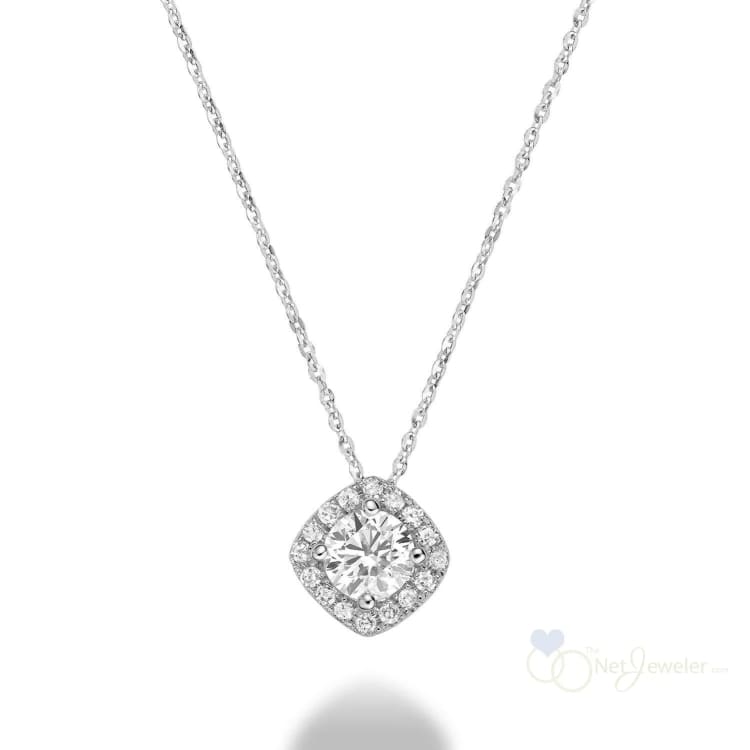 Cushion Shape Halo Diamond Pendant - White Gold / 0.50CTDI / Closeout - Pendants