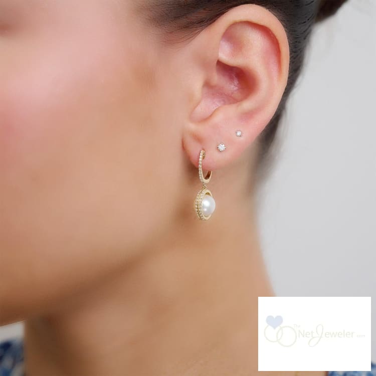 Dangle Pearl & Diamond Earrings - Earrings